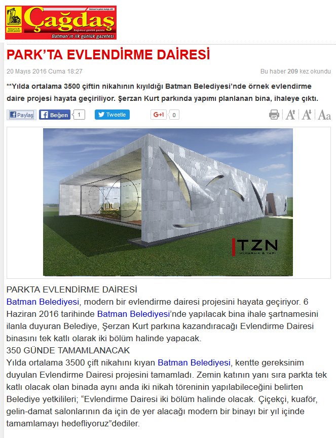 #tzn #mimarlık #tarafından #tasarlanan #batman #belediyesi #nikah #dairesi #basında #hayrlı #olsun @BatmanBelediyes