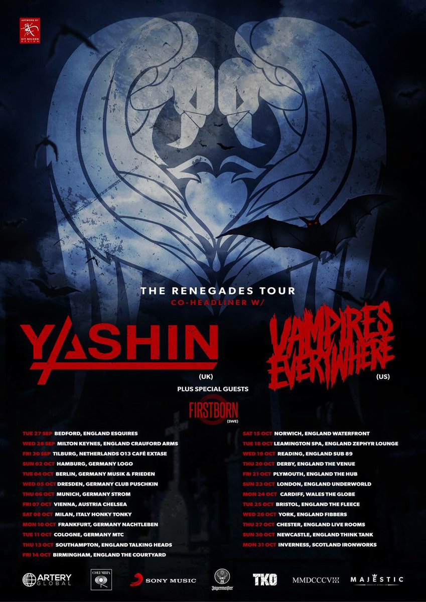 TheRealVEBand's tweet photo. THE RENEGADES TOUR IS COMING TO UK/ EU THIS YEAR!
Co-headline w @TheYashin 
Vampires Everywhere first UK/EU Tour! https://t.co/oSzawj8XCv