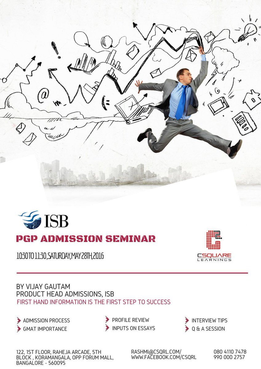 CsquareLearning's tweet image. ISB Seminar @csquarelearnings on 28th May, 2016. Call to register for free on 080-4110 7478 csquarelearnings.wordpress.com/2016/05/20/isb…