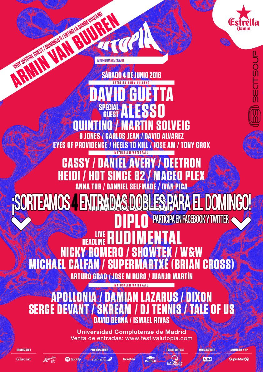beat_soup's tweet photo. ¡¡#SORTEO de 4 ENTRADAS DOBLES para el domingo 5 en #UTOPIA2016!! | FOLLOW + RT | #FamiliaBeatsoupera https://t.co/XG74jQr4O4