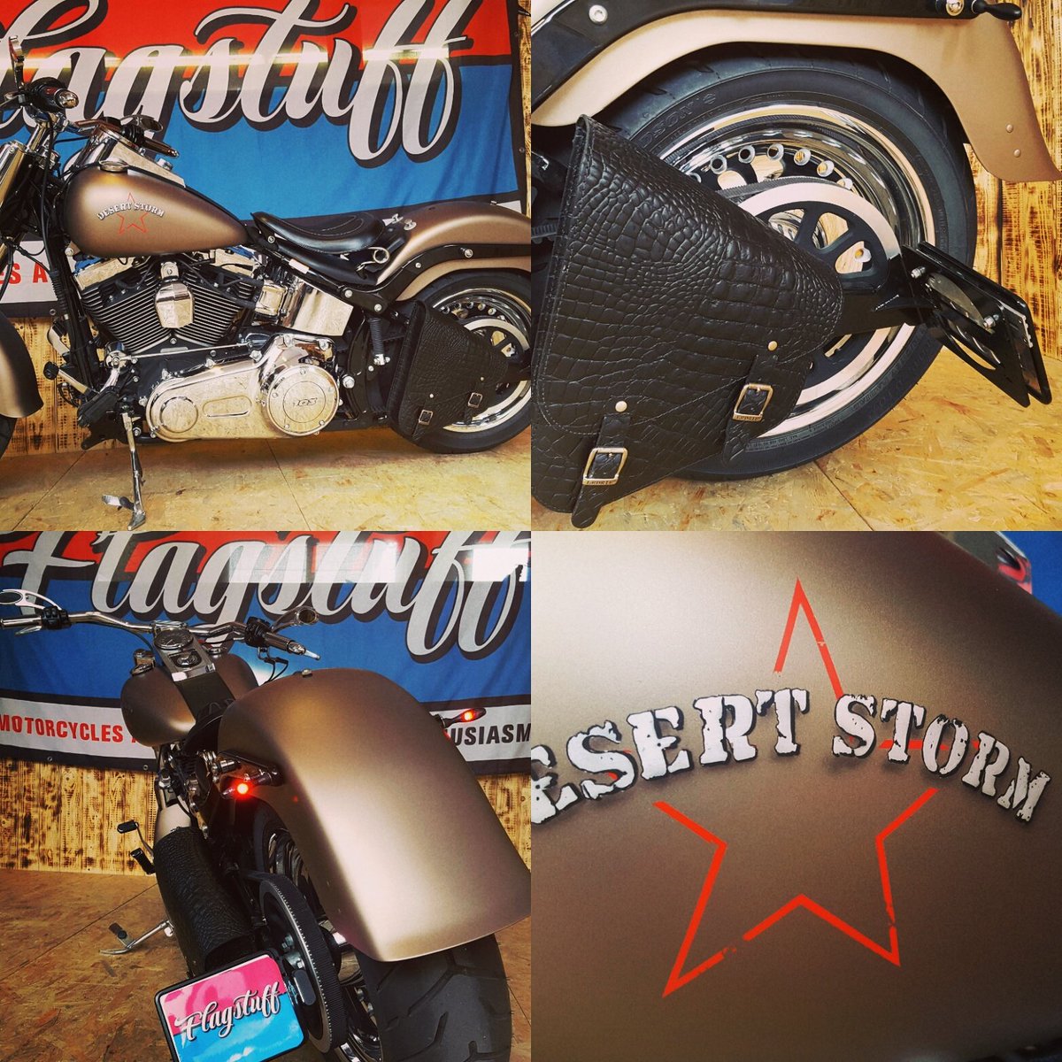 StefanRabbit's tweet image. Softail Fat Boy pünktlich fertig für das top Wetter #flagstuffmotorcycles #rabbitstyle