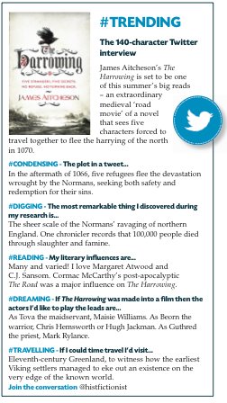 HistFictionist's tweet photo. Discover this summer's big read #theharrowing @JamesAitcheson in new Hist Fic mag. Free @ https://t.co/40DM1LbsYQ https://t.co/q5tHg2UWcl