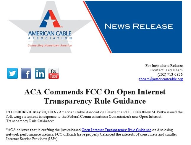 MatthewMPolka's tweet image. .@AmericanCable Commends @FCC On #OpenInternet #EnhancedTransparency Rule Guidance
americancable.org/node/5721