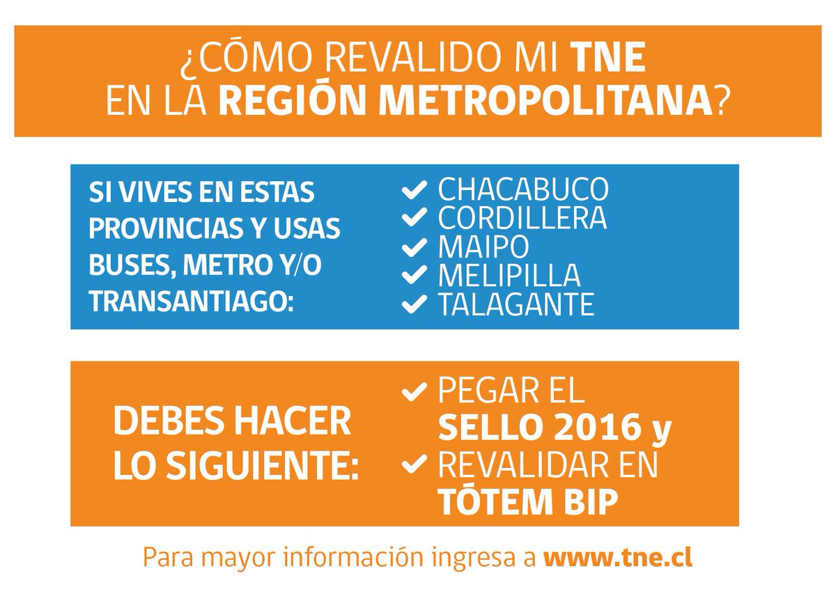 junaeb's tweet photo. ⚠Atención estudiantes Región Metropolitana⚠ Revisa cómo hacer tu revalidación #TNE2016 https://t.co/dQ3Bv07OPb https://t.co/wpFbKrqO3A