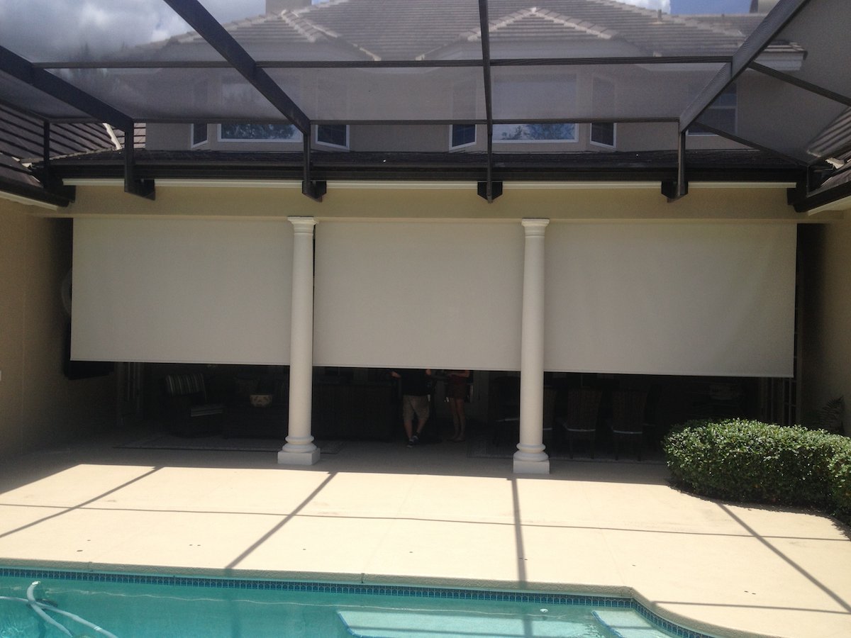 VerticalsUltd's tweet photo. With unpredictable #Florida weather, cover your porch with the touch of a button! Exterior motorized shades by VU! https://t.co/kjyR4geXvA