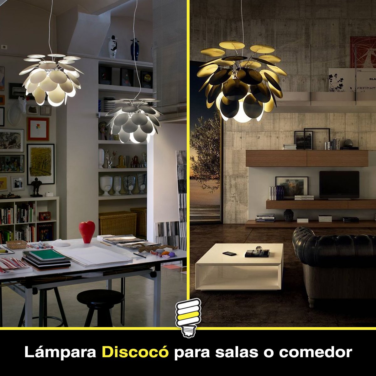 AhorraLuxHogar's tweet photo. La riqueza de luz que emite la lámpara #Discocó procura una iluminación directa descendente y suaves sombreados. https://t.co/1Q9l2FM1PB