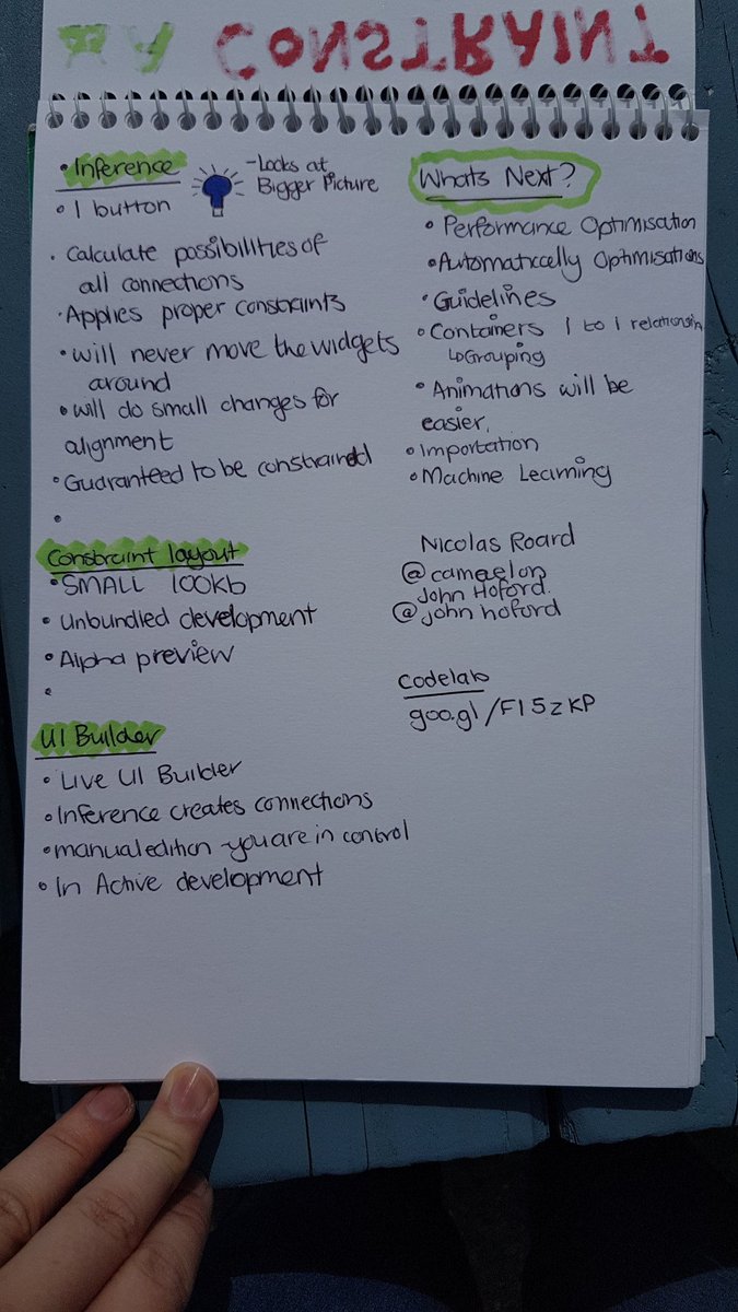 riggaroo's tweet image. My #sketchnotes on ConstraintLayout. Ran out of space. Sketchnote n00b. #io16 #anddev