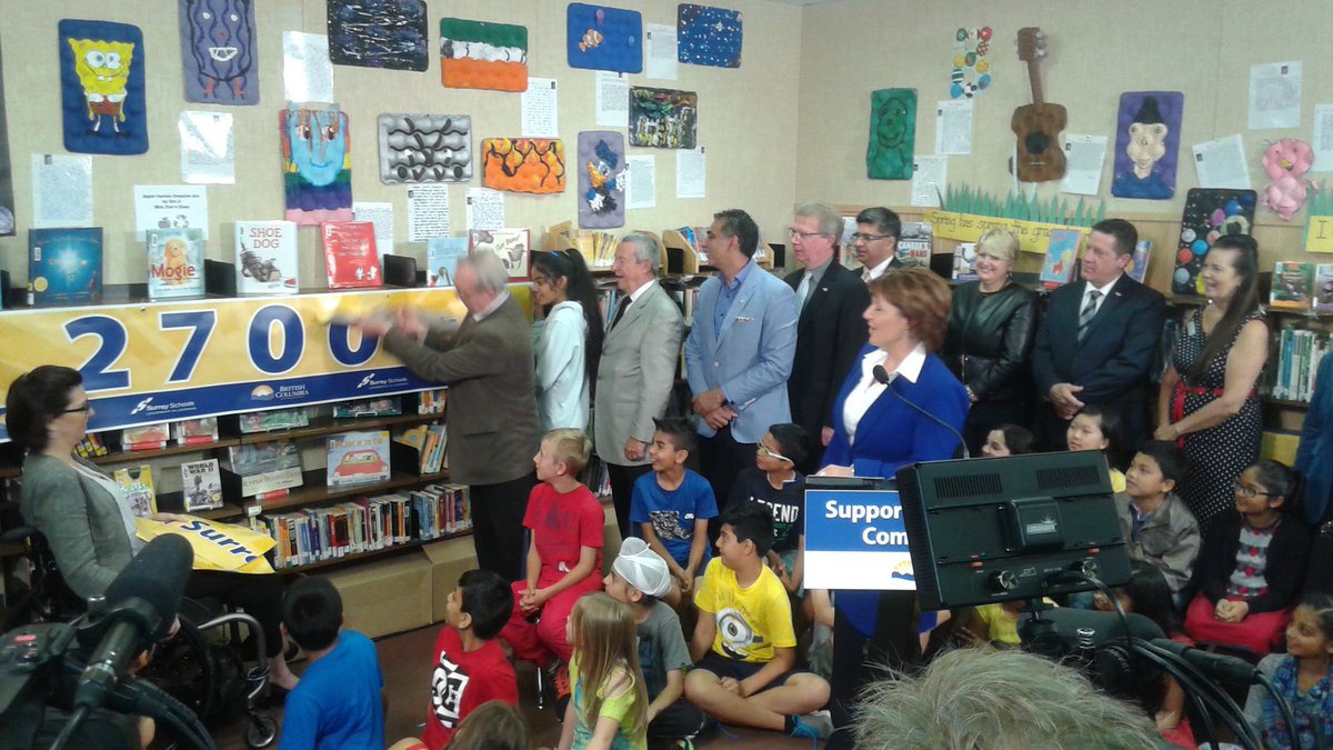 Meneses_L's tweet photo. Premier Christy Clark announces $100-million to create 2,700 new spaces in #Surrey schools. #bcpoli https://t.co/iYkcQUUUYf