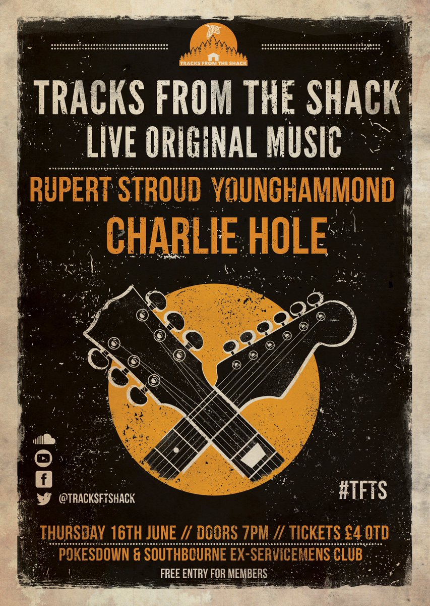 The lineup for our very first Tracks from the Shack "Live" is Charlie Hole, Rupert Stroud and YoungHammond.