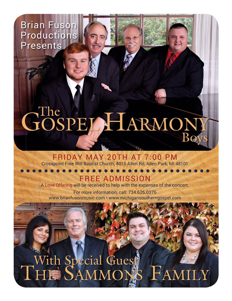 BrianFuson's tweet photo. #Tonight #GospelMusic #Concert #Detroit #AllenPark #Michigan @GHarmonyBoys @SammonsFam @FusonConcerts https://t.co/uDGoVVYiVM
