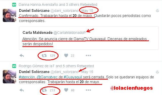 LolaLeaks's tweet photo. Periodi$tas @dani_solorzano y  @CarlaMaldonadoP afirmaron que  @Gamatvec cerraría HOY en Guayaquil.¿Se disculparán? https://t.co/mKEcHM6nuT