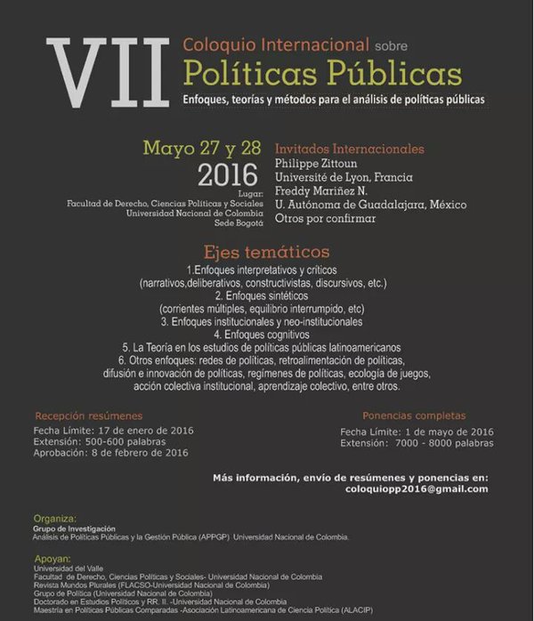 VRIUNAL's tweet photo. VII Coloquio Internacional sobre Políticas Públicas @derechounal @UnivalleCol https://t.co/Dgccx3fhgQ #Unal #ALACIP https://t.co/r6pVHoYODN