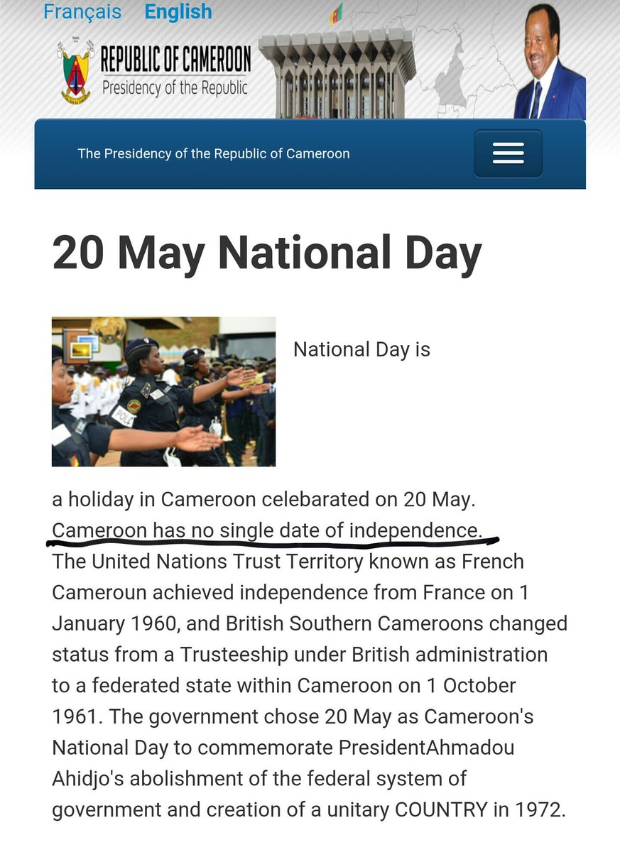 Today is National Day in Cameroon commemorating the abolishment of a federal government system for a unitary country