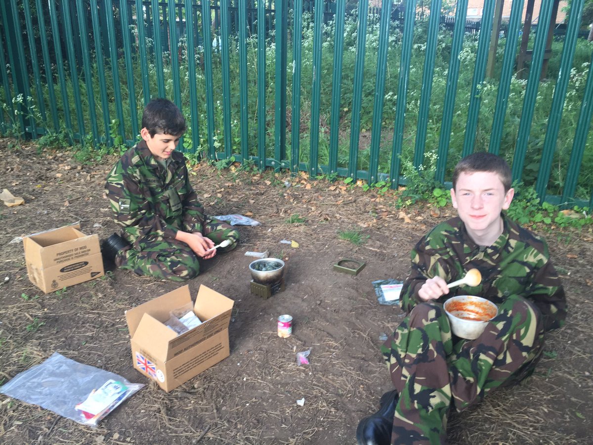 Cadets are enjoying their delicious ration packs, cooked on military stoves. #ExpeditionTraining