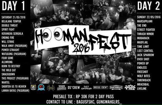 Next gigs!
" H👀MAN FEST"
2 day hardcore festival in Bali 
21 / 22 mei 2016
See yaa brothers!