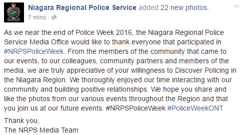 NiagRegPolice's tweet photo. #PoliceWeekONT is coming to a close. Visit us at https://t.co/x5lj15UlMQ to see pictures from #NRPSPoliceWeek events https://t.co/Ce9upM200m