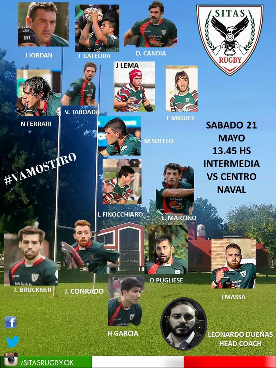 SitasRC's tweet photo. 13.45hs #internedia #rugby recibimos a @CNaval_Rugby #VamosTiro con su HC @leonardositas https://t.co/v18kA7JRfT