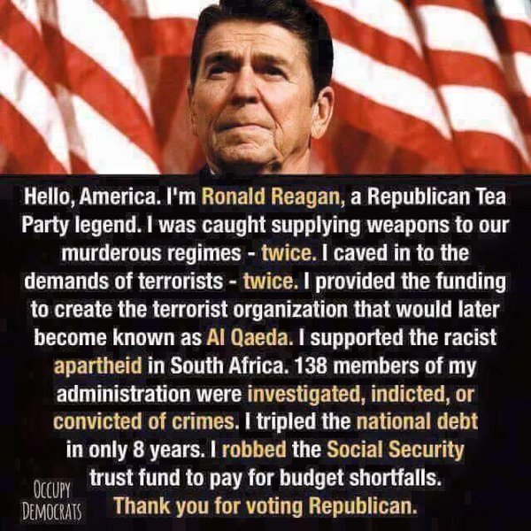 @tonyjdell President Reagan was a traitor to our country. @KgKathryn