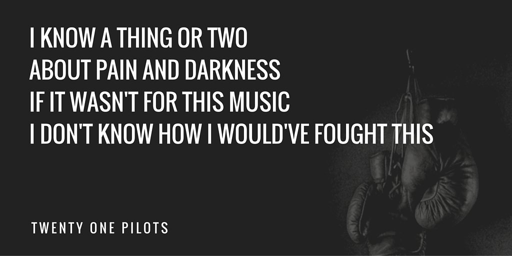 SonorousApp's tweet photo. “...If it wasn't for this music, 
I don't know how I would've fought this”

@twentyonepilots #LaneBoy https://t.co/FQx0ed2Ad9