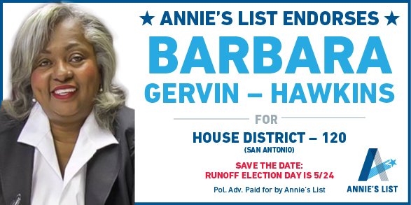 Polls are open! Vote for <a href="/VoteBarbara/">Rep. Barbara Gervin-Hawkins</a> for #HD120 #ChangePower #EducationMatters bit.ly/1OQCy4H