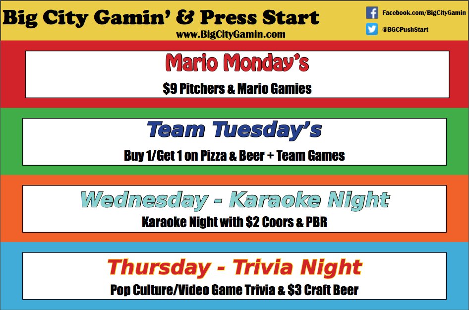 Join us each week Monday through Thursday to experience our new daily specials! The GAMES and BEER are waiting!