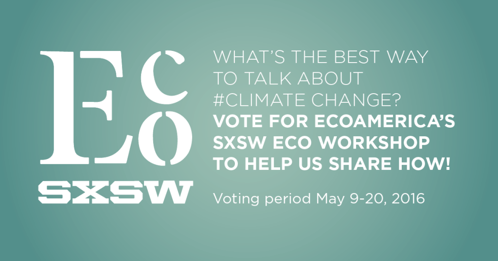 AmericaKnowsHow's tweet photo. Last day to vote for @ecoAmerica to present a panel on climate communications at @sxsweco! https://t.co/lZdDngVPxf https://t.co/sbdAdz4x9J