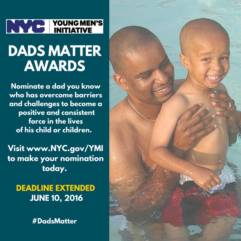 AlanSFarrell's tweet image. Nominate a dad you know for a @NYCYoungmen #DadsMatter awards today on.nyc.gov/1qslNBA