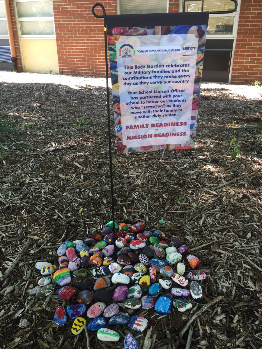 HPEwithMrsOrr's tweet photo. Check out our rock garden!! We support our Military families. #VBFairfieldES #weROCK https://t.co/74SOrT2svY