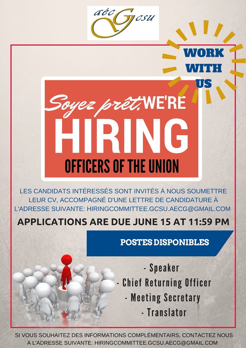 GCSUAECG's tweet photo. GLENDON STUDENTS, THE GCSU ALWAYS HAS ROOM FOR MORE! #GCSU #Hiring #AECG https://t.co/OAPy4F4f1j