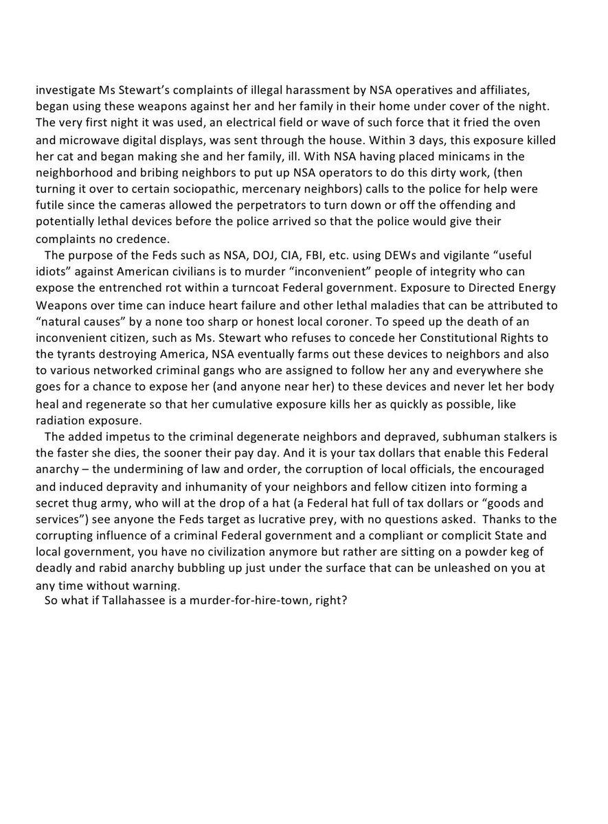 karen_kams56's tweet photo. #3PageSynopsis #EvilNSA creates #MurderForHireTown #Tallahassee to win #EEOC lawsuit it fears losing. Massive bribes https://t.co/rTsD9pYDYB