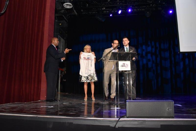 AcademiesInc's tweet photo. Dr. Jill Biden gets a @Phillies customized jersey thanks to @mhgophils co-chair of #PAIParty. It's good luck! https://t.co/5Ne0zDEuKZ