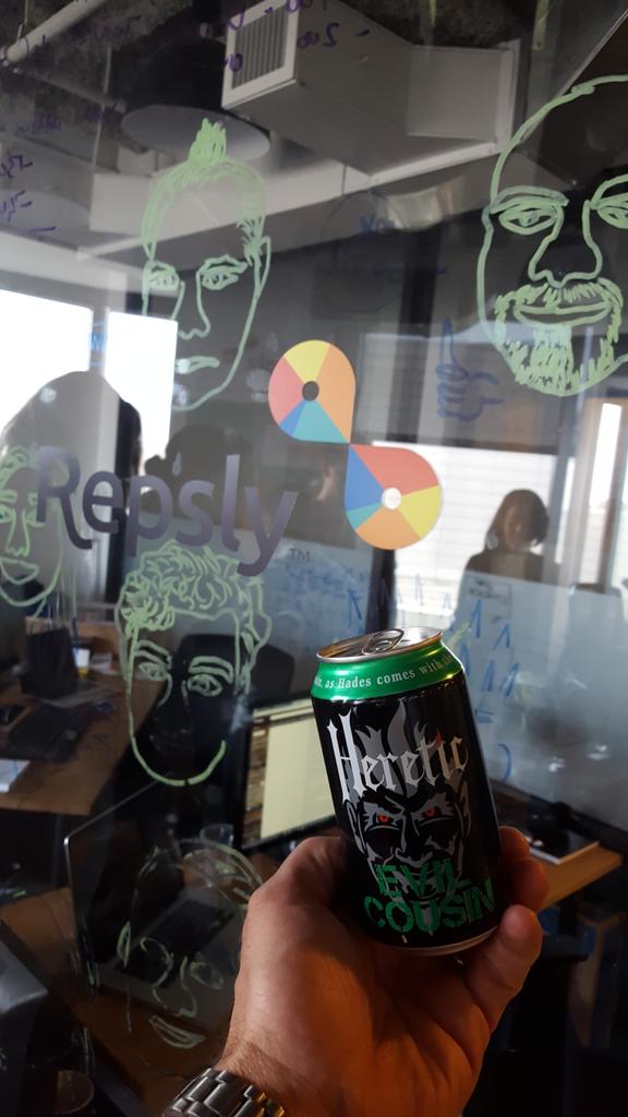 MatatRepsly's tweet photo. Enjoying one of the best DIPAs to reach the East!!!   And now one of @Repsly's favorite customers! @HereticBrew https://t.co/LKJOv8DmAp