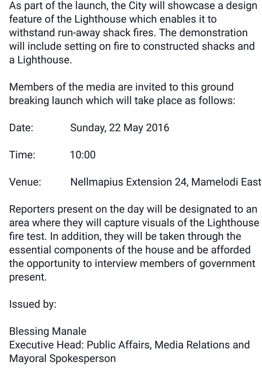 #MediaInvitation: @CityTshwane unveils a building tech for informal settlements.