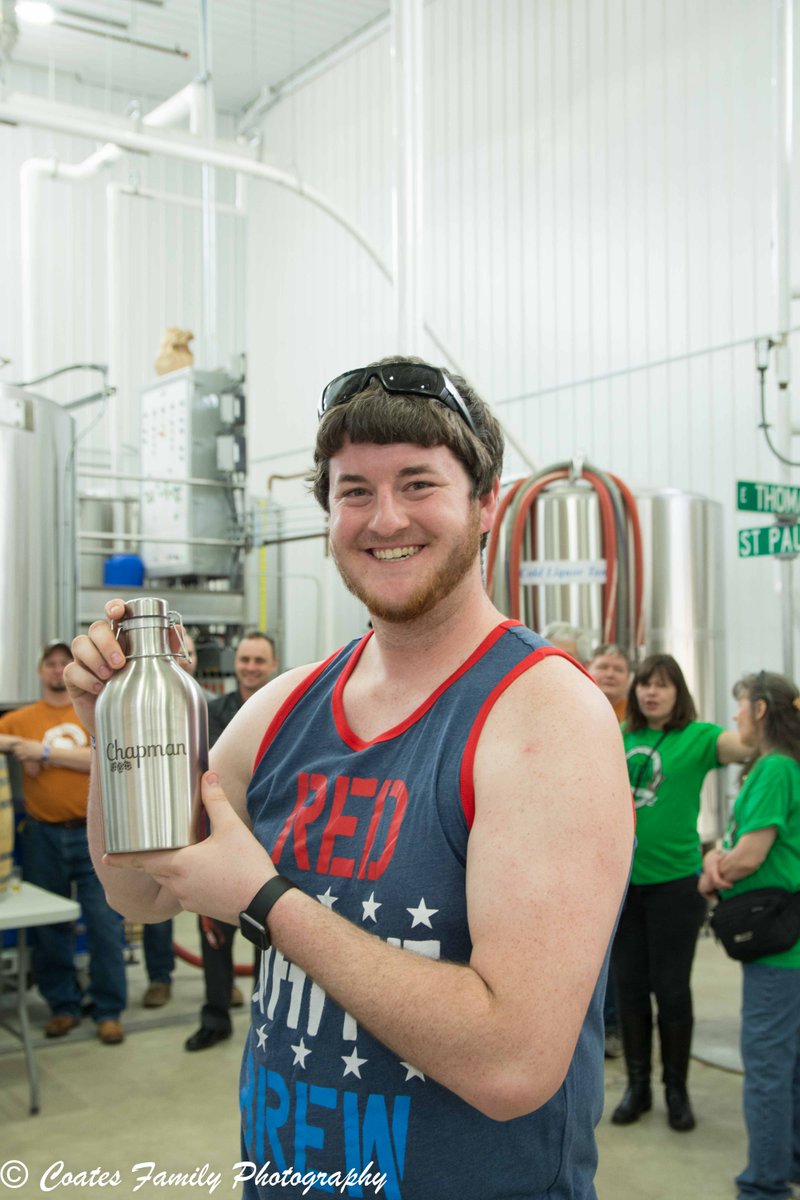 Chapman_HE's tweet photo. @BullFallHomBrew recently held their Golden Growler Competition. Here's the raffle winner with his Chapman Growler!! https://t.co/TUO8Y5EPdW