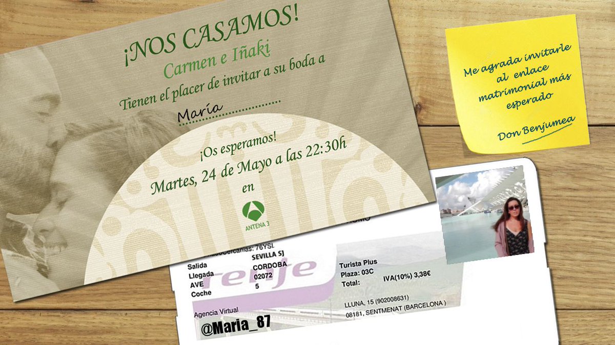 AlliAbajo's tweet photo. @Maria_87 ¡No me pierdo la #BodaAllíAbajo! Ya tengo el billete y la invitación https://t.co/9dmu97wiRW https://t.co/7zDdHbTWZT