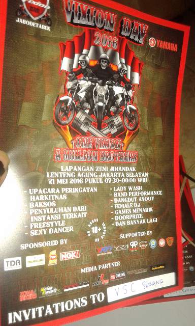 "ONE VIXION A MILLION BROTHERS BE A SMART RIDERS"
 #V-IXION DAY 2016