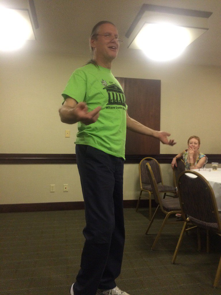 Having fun in the hospitality suite with some improv #d19toastmasters