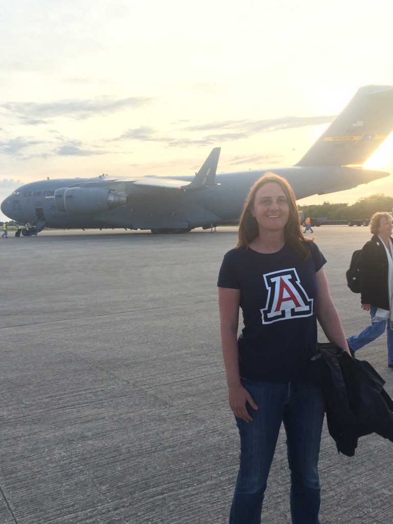 OSIRISREx's tweet photo. @UofA Repping for the Wildcats on the runway! #SpaceIsWildcatCounyry #C17 #ShipToCape https://t.co/TOkk9ATlHb