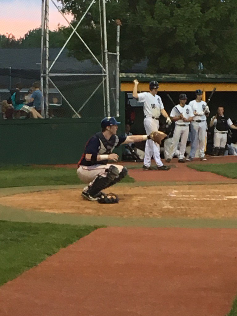 <a href="/WatertownDevils/">Watertown Red Devils</a> jump out front early on <a href="/DCSaints/">Dassel-Cokato Saints</a>, leading 2-0 in bot 5. Bryce Walt working the dish.