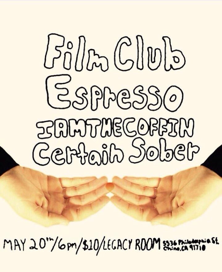 SHOW TONIGHT!!!! Come on out and see <a href="/espressoband/">Espresso</a> <a href="/crtnsbr/">Certain Sober</a> <a href="/IAmTheCoffin/">Sum 41 Cover Band</a> and Film Club! Tickets $10, doors open now