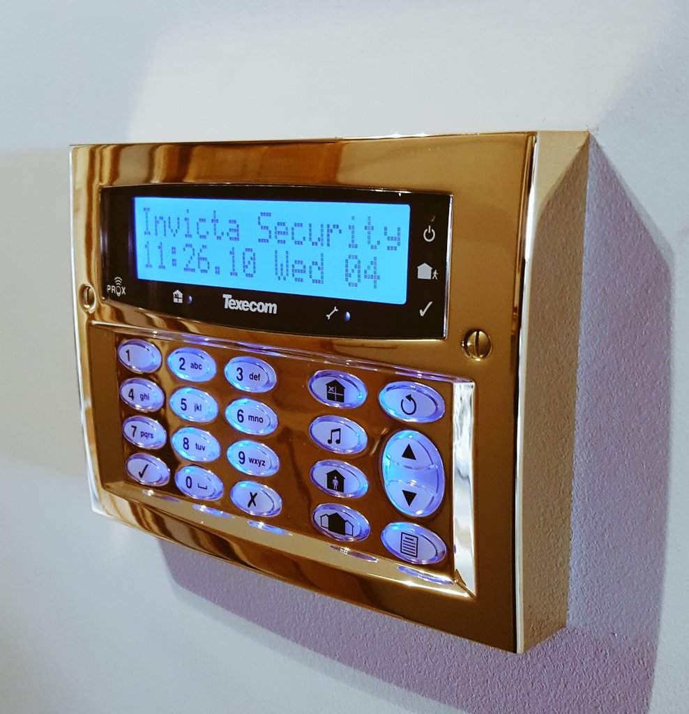 This is a surface mount brass keypad for the Texecom range of panels installed by Invicta Security Ltd 01795 558001