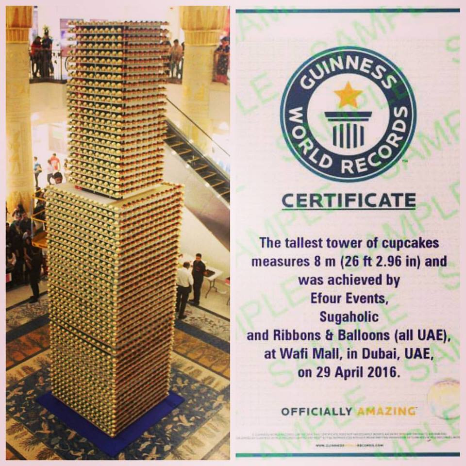 efourevents's tweet photo. And its official! @efourevents is now the official world record holder for the tallest cupcake tower in the world! https://t.co/kNrlm61Rcs
