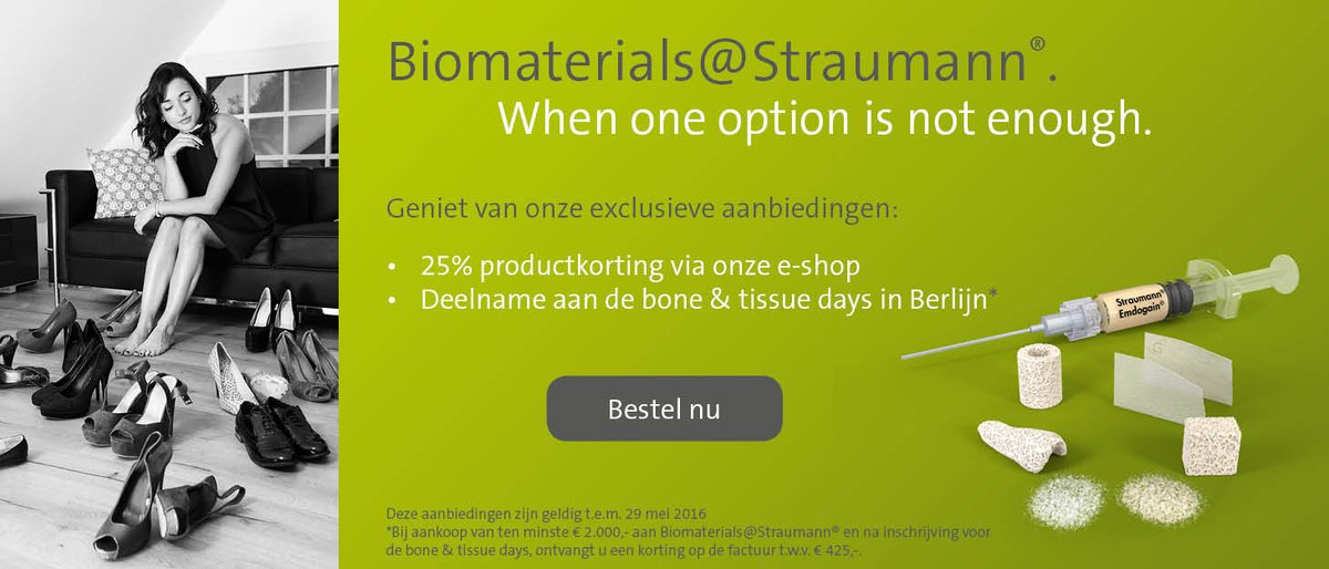 StraumannNL's tweet image. Ook in het weekend profiteert u van de Biomaterials@Straumann acties. ow.ly/yTW6300q3iv #straumann #botiss