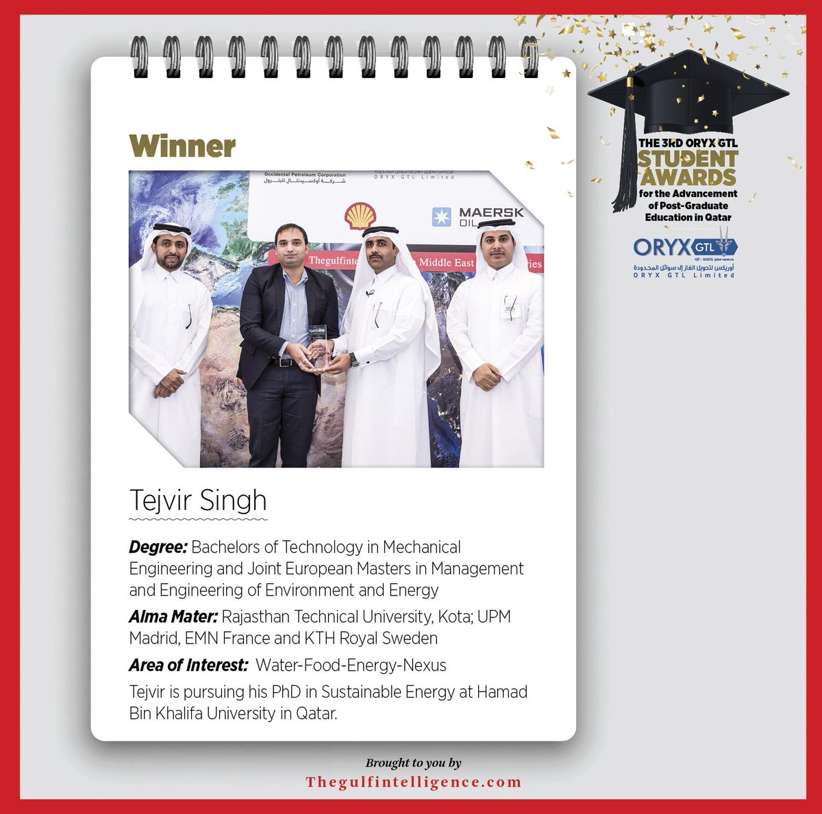 gulf_intel's tweet photo. 2016 3rd #oryxgtl Student Awards Winner Tejvir Singh @QatarUniversity @HBKU @kahramaa #giforum https://t.co/iAioUBnxtH