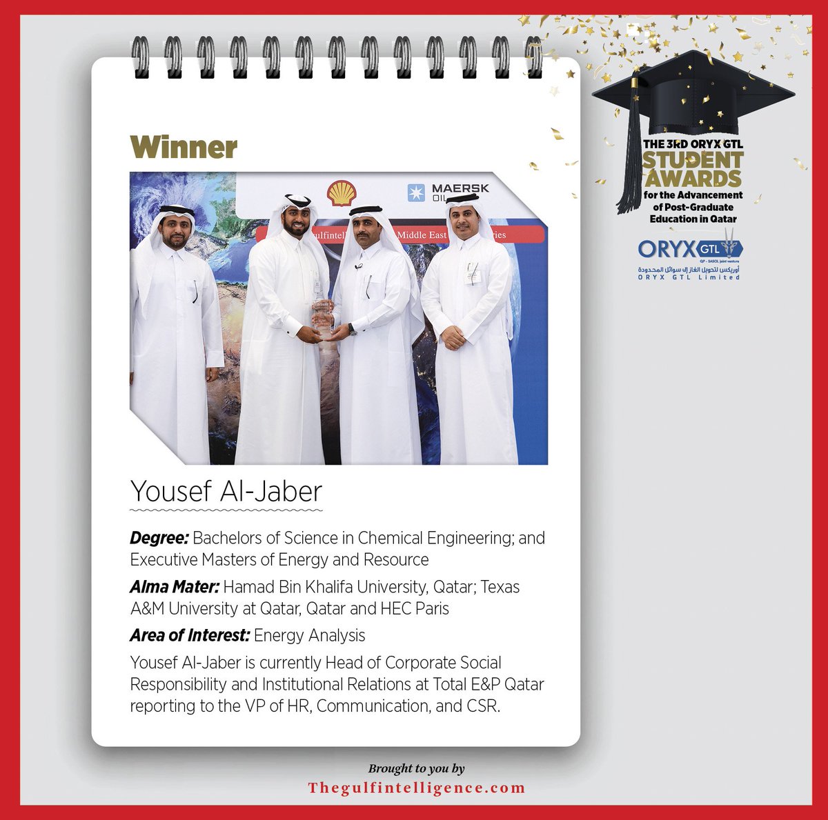 gulf_intel's tweet photo. 2016 3rd #oryxgtl Student Awards Winner Yousef Al-Jaber @QatarUniversity @HBKU @kahramaa #giforum https://t.co/hi87ho9b4s