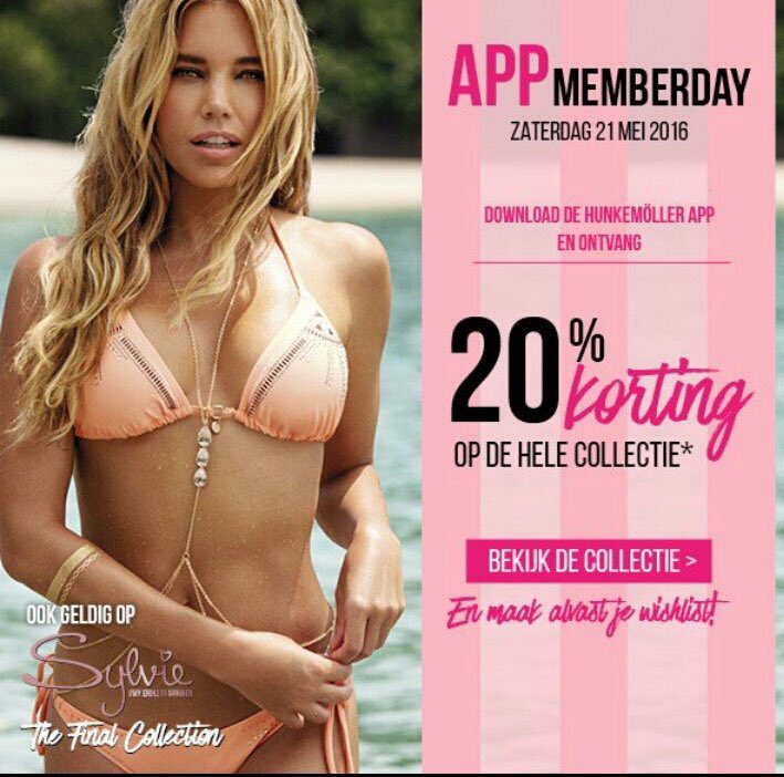 "App Memberday" Download/show us the app and get 20% discount on your favourite items! 👙 #hunkemoller #enschede
