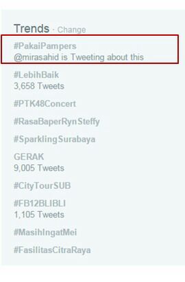 yuniarinukti's tweet image. Selamat #PakaiPampers jadi trending topic. Yeayyy #Emak2Blogger