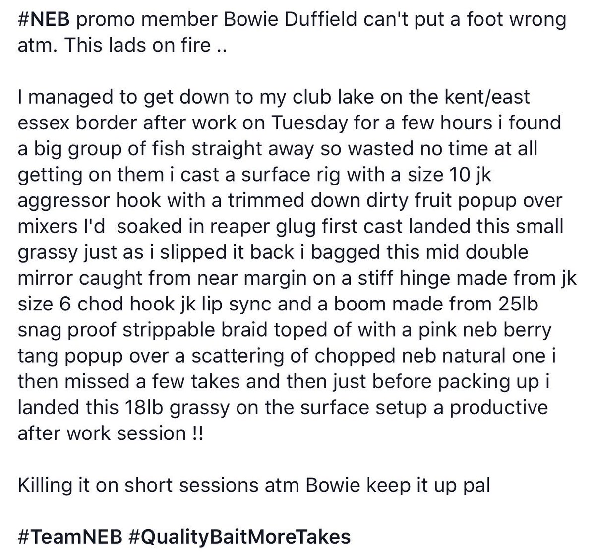 NorthEastBaits's tweet photo. #NEB's Bowie Duffield with some taken off the surface. 

#QualityBaitsMoreTakes #TeamNEB https://t.co/0EX6S4FDqt