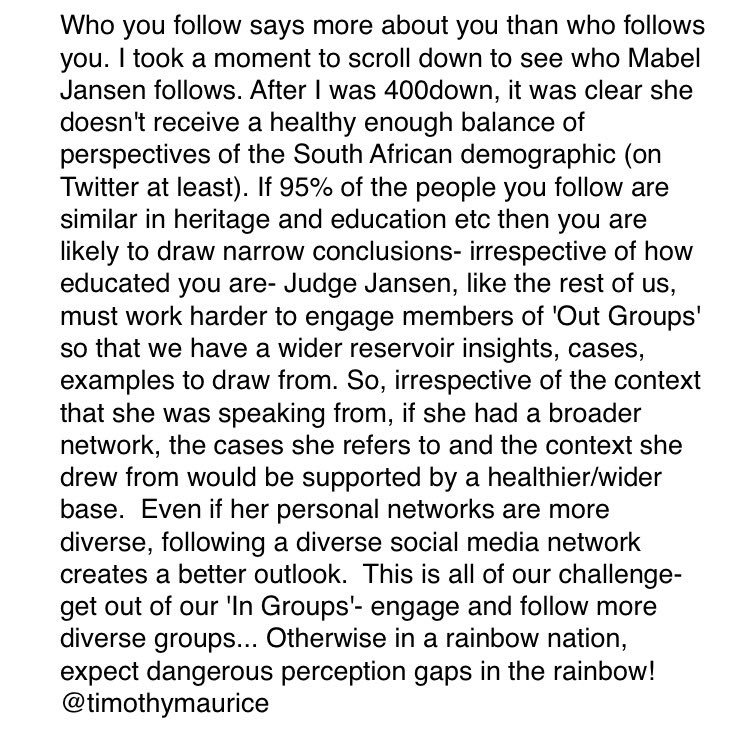 timothymaurice's tweet photo. Who you follow on Twitter tells a story. Here are my thoughts after seeing who #MabelJansen follows. https://t.co/8ChQFh5XRE