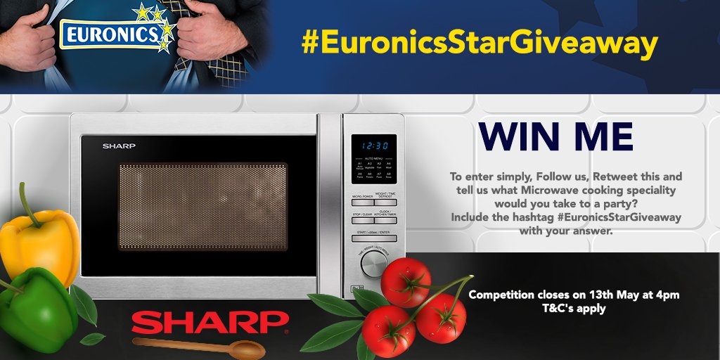 euronics_UK's tweet photo. Want to #win a Sharp Microwave? Follow the steps to enter! Closes on 13th May at 4pm. T&amp;C's https://t.co/W1LMAogvx7 https://t.co/pjmtaKqTFv
